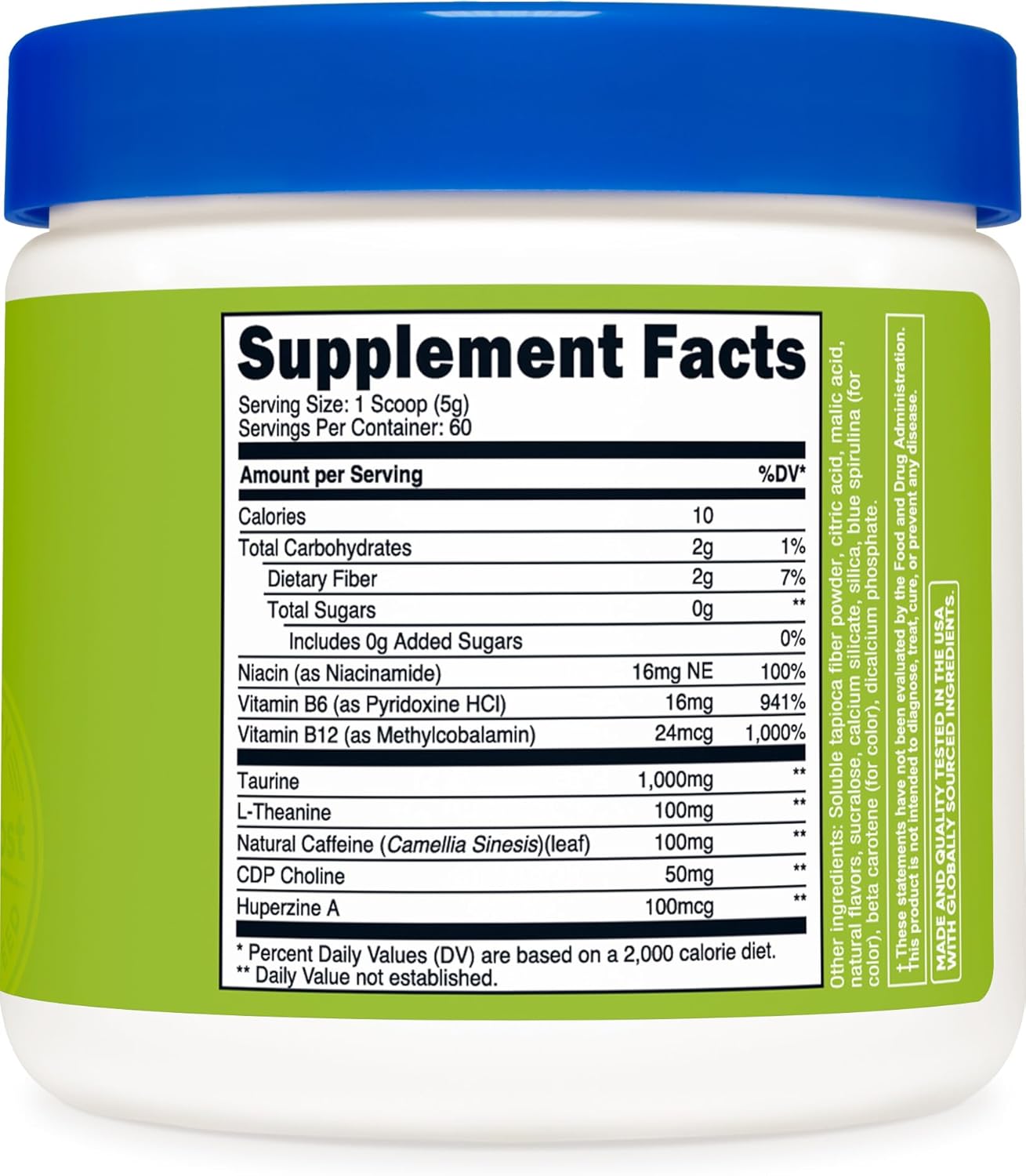 Nutricost Green Apple Energy Complex Powder - 60 Servings, 300g Dietary Supplement for Clean Energy Boost