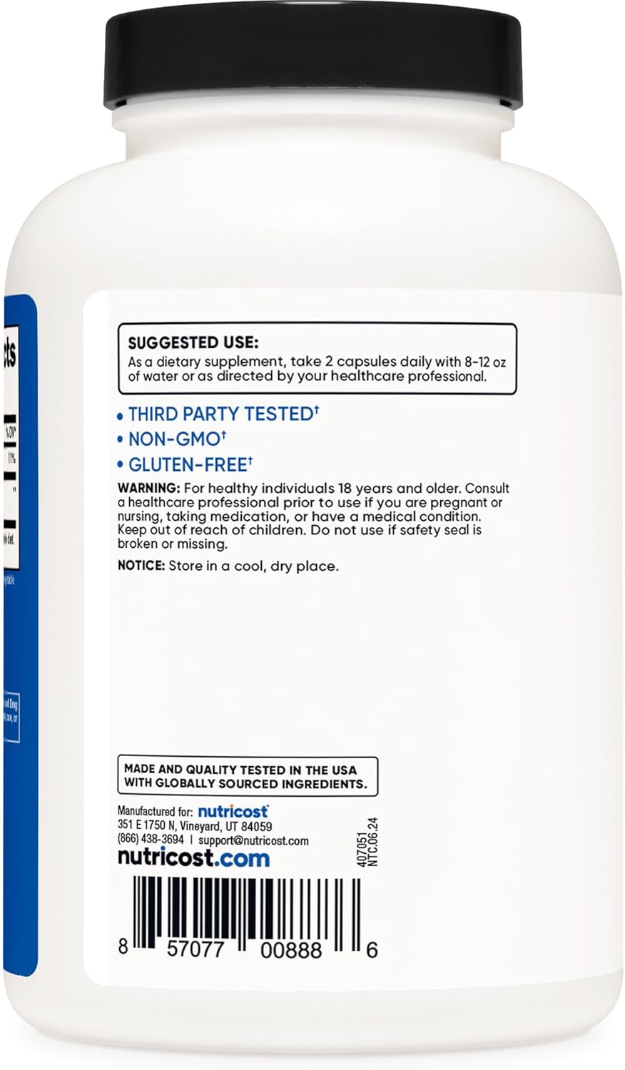 Nutricost HMB 1000mg Capsules - 240 Count, 120 Servings - Gluten Free and Non-GMO - 500mg Per Capsule