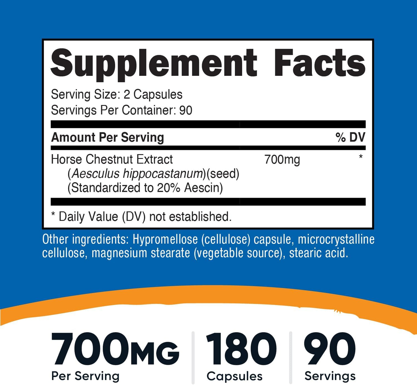 Nutricost Horse Chestnut Extract Capsules - 700 MG Per Serving - 180 Capsules, 90 Servings - Non-GMO, Vegan Formula