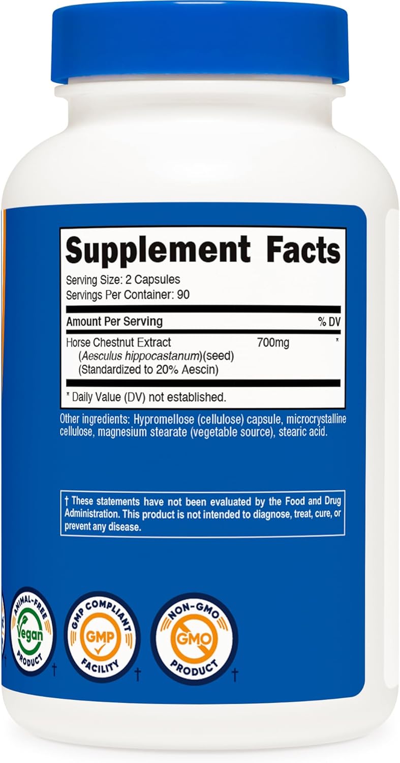 Nutricost Horse Chestnut Extract Capsules - 700 MG Per Serving - 180 Capsules, 90 Servings - Non-GMO, Vegan Formula