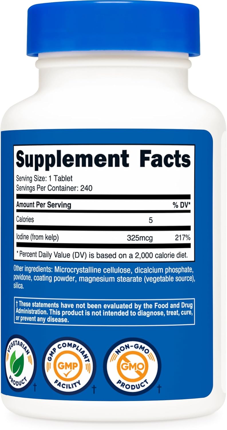 Nutricost Kelp Tablets 325mcg Iodine 240 Tablets Non-GMO Gluten Free Supplement