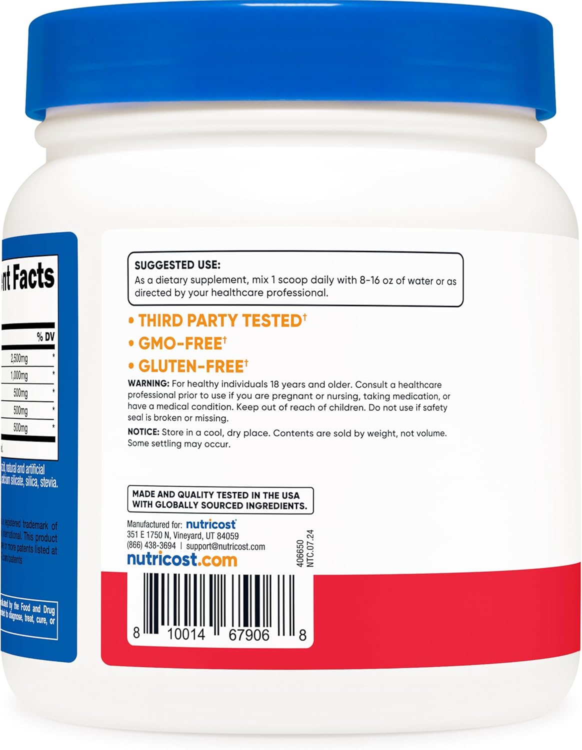 Nutricost L-Arginine Complex Fruit Punch Flavor - 60 Servings, Gluten Free & Non-GMO