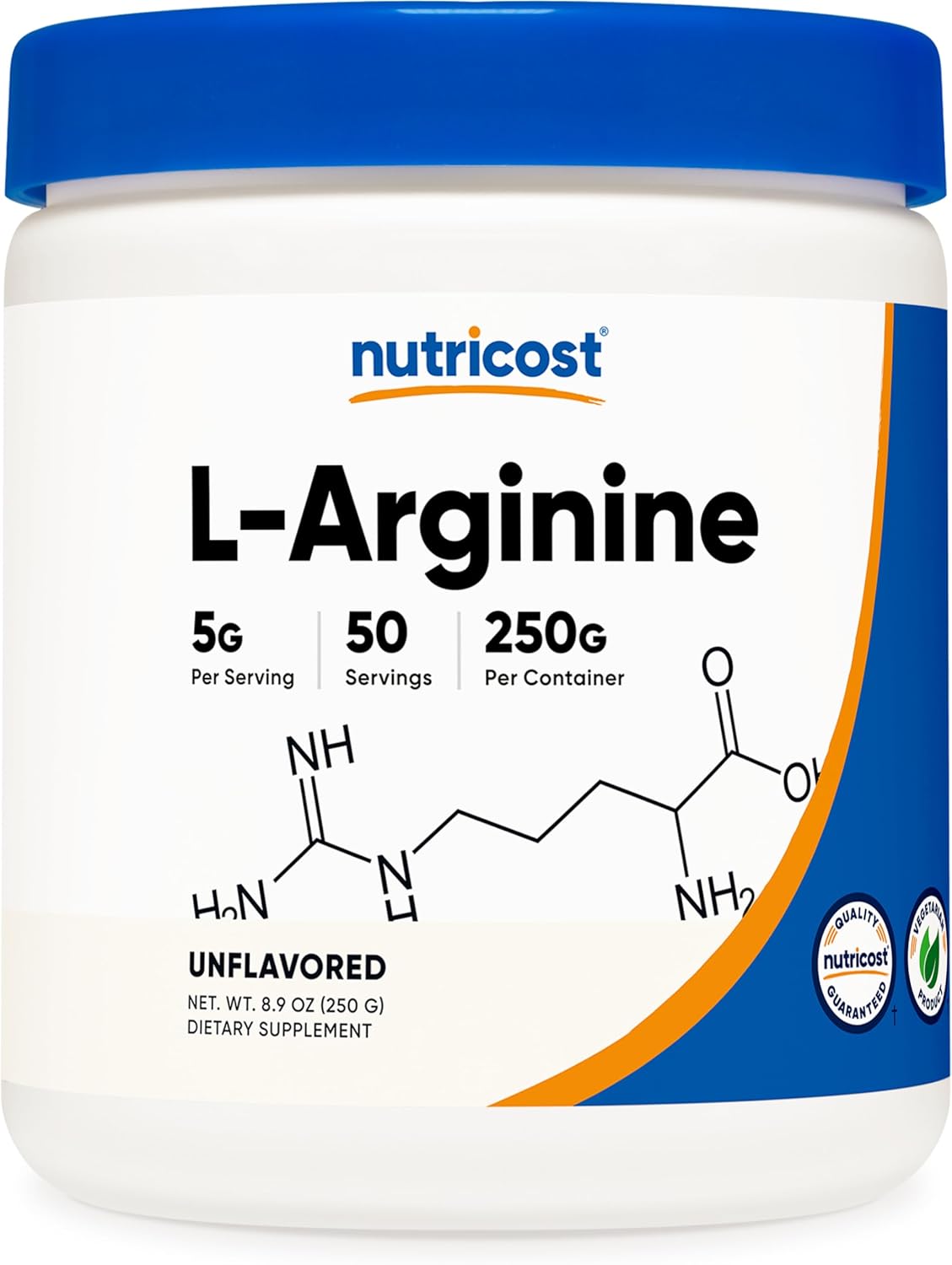 Nutricost L-Arginine Powder - 250g, 5000mg Per Serving - 50 Servings