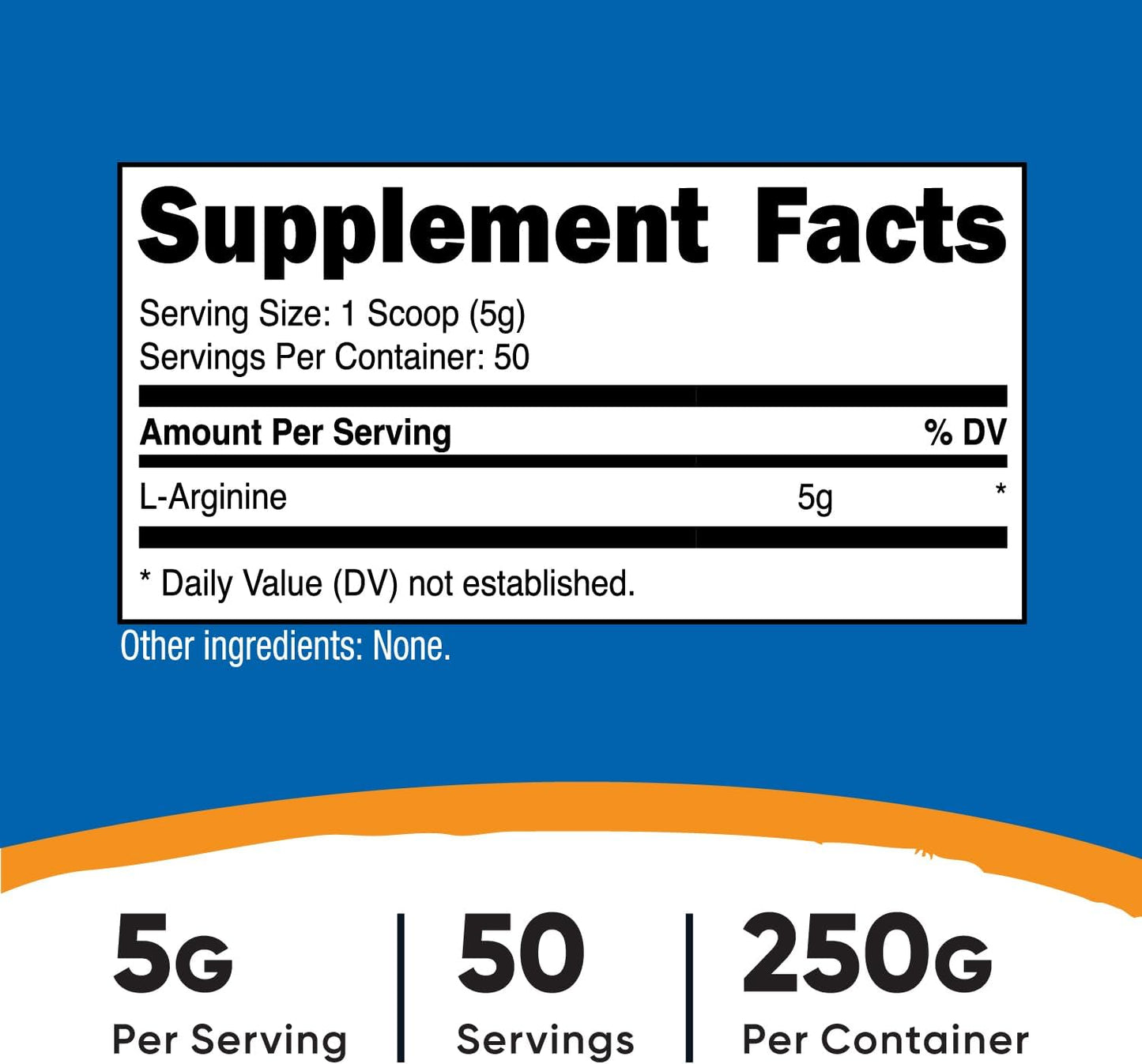 Nutricost L-Arginine Powder - 250g, 5000mg Per Serving - 50 Servings