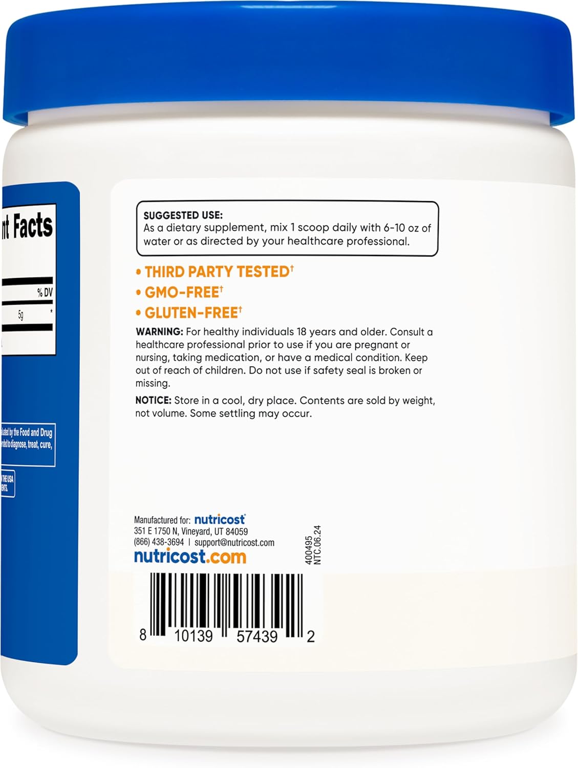 Nutricost L-Arginine Powder - 250g, 5000mg Per Serving - 50 Servings