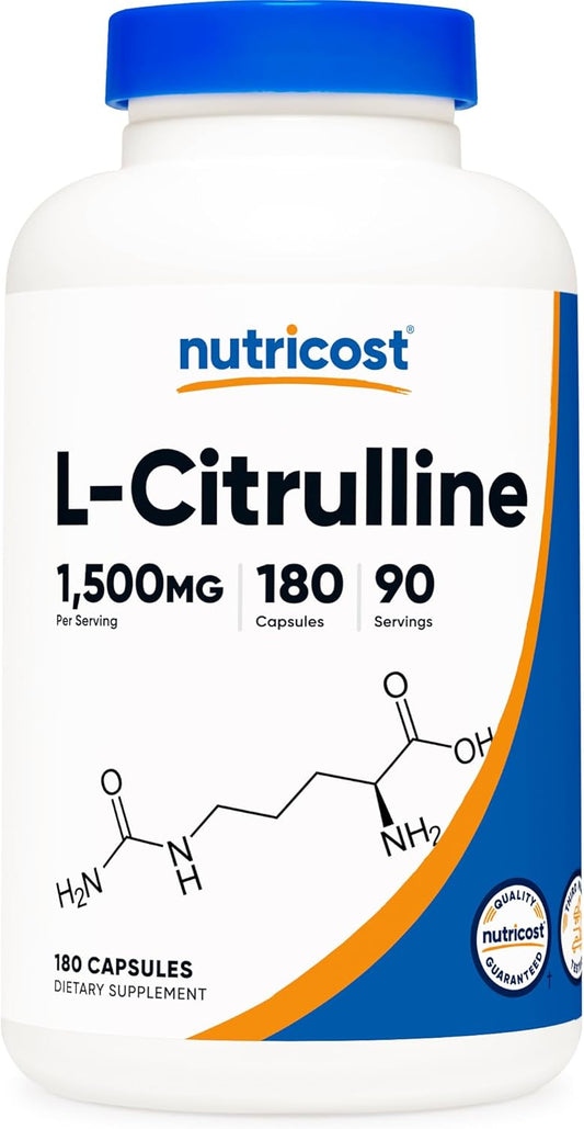Nutricost L-Citrulline 1500mg - 180 Capsules, 750mg Per Capsule, Gluten Free, Non-GMO