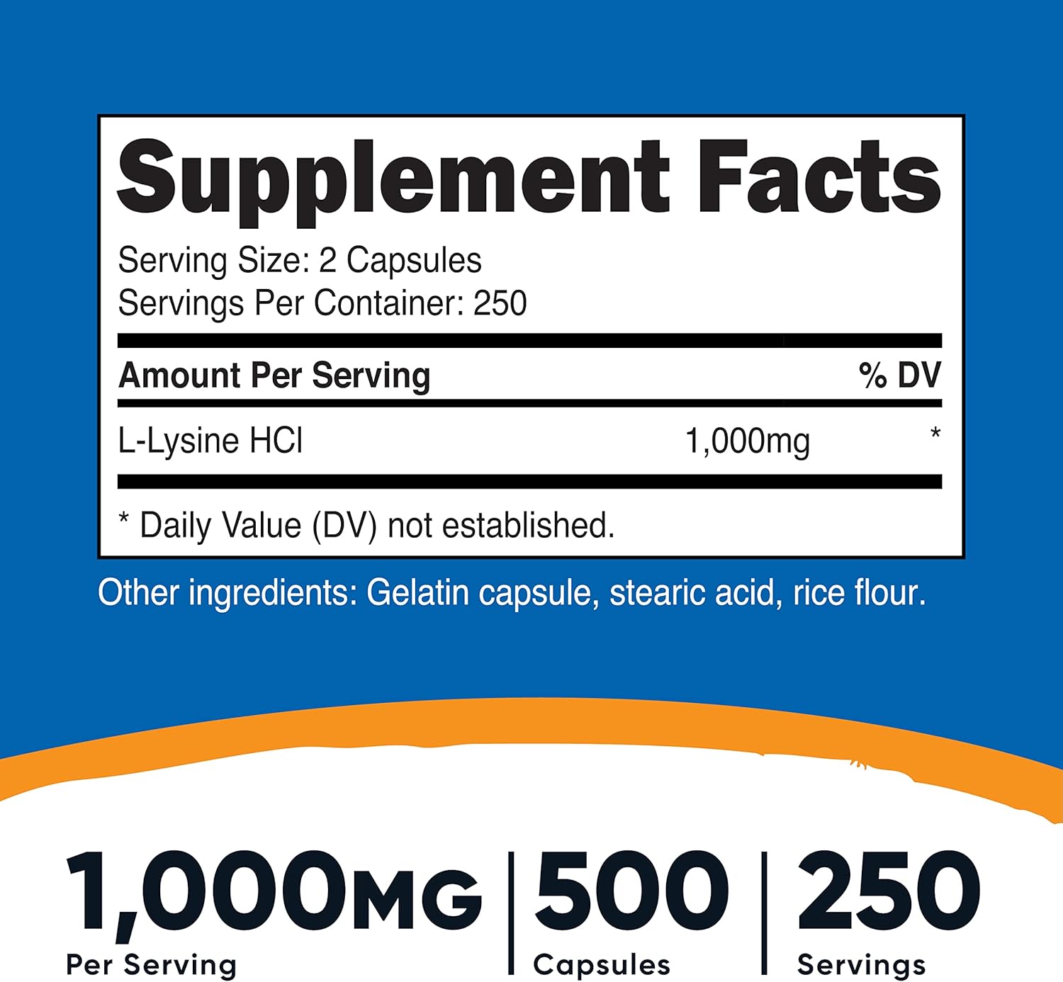 Nutricost L-Lysine 500mg, 500 Capsules - Triple Pack, 1000mg Per Serving