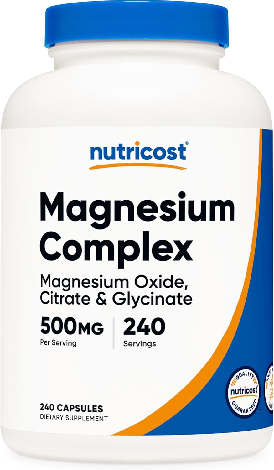 Nutricost Magnesium Complex 500mg - 240 Capsules, Gluten Free, Non-GMO - Includes Magnesium Oxide, Citrate, and Glycinate