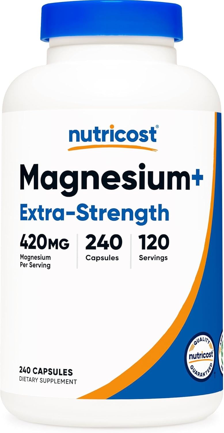 Nutricost Magnesium+ Extra Strength 420mg - 240 Capsules, 120 Servings - Magnesium Oxide & Glycinate - Non-GMO, Gluten Free, Vegan