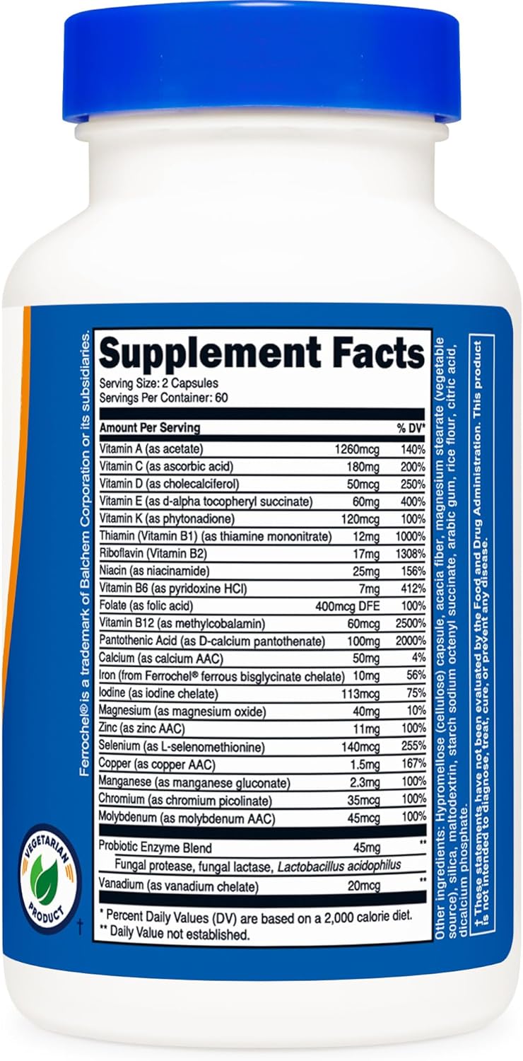 Nutricost Multivitamin with Probiotics - 120 Vegetarian Capsules Loaded with Essential Vitamins & Minerals