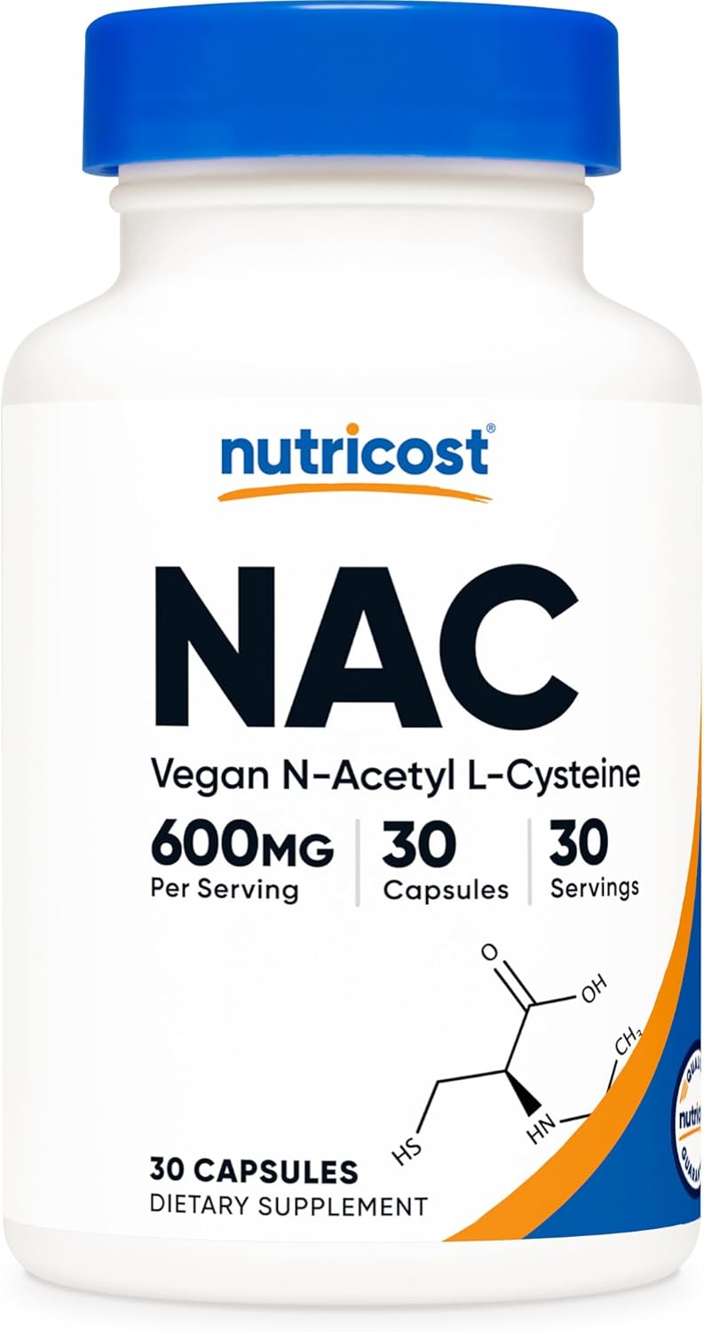 Nutricost N-Acetyl L-Cysteine (NAC) 600mg - 30 Vegan Capsules - GMO Free & Gluten Free - Vegetarian Formula
