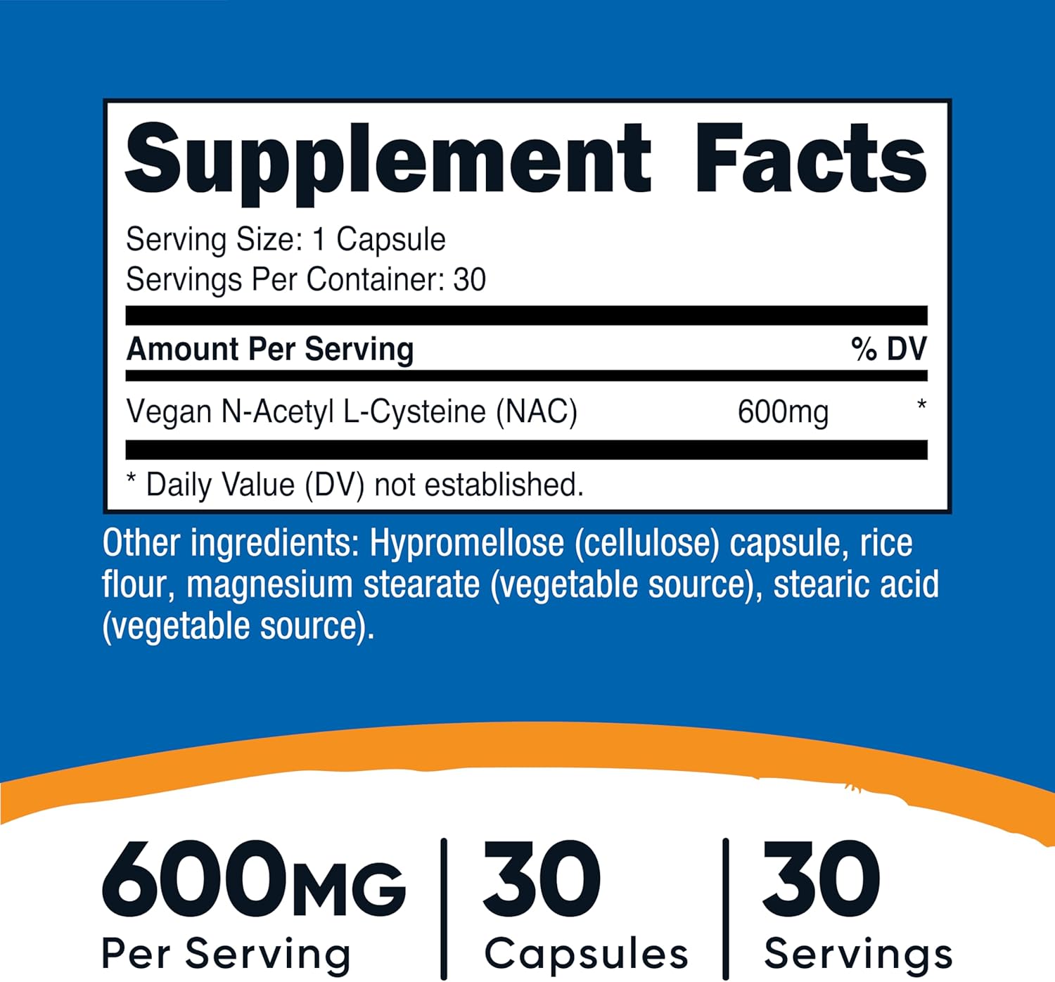 Nutricost N-Acetyl L-Cysteine (NAC) 600mg - 30 Vegan Capsules - GMO Free & Gluten Free - Vegetarian Formula