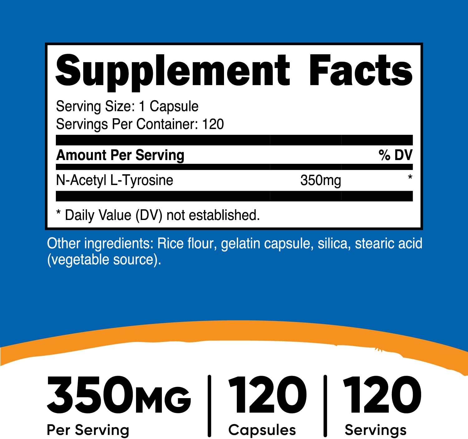 Nutricost N-Acetyl L-Tyrosine (NALT) 350mg - 120 Capsules, Gluten Free & Non-GMO Supplement