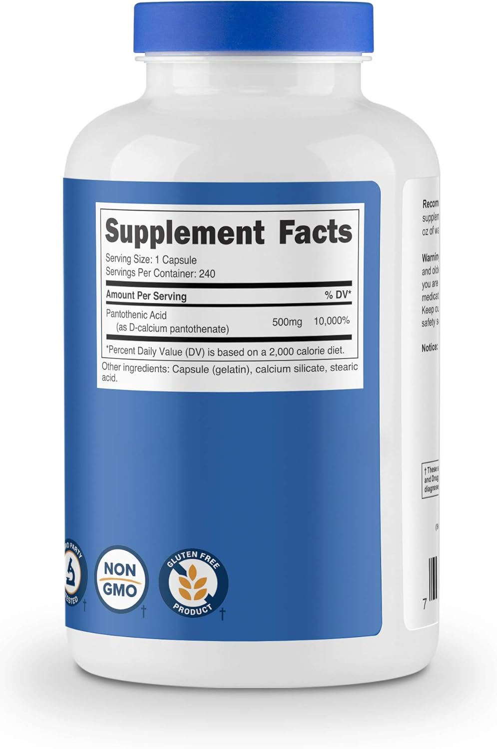 Nutricost Pantothenic Acid (Vitamin B5) 500mg - 240 Capsules, Pack of 2
