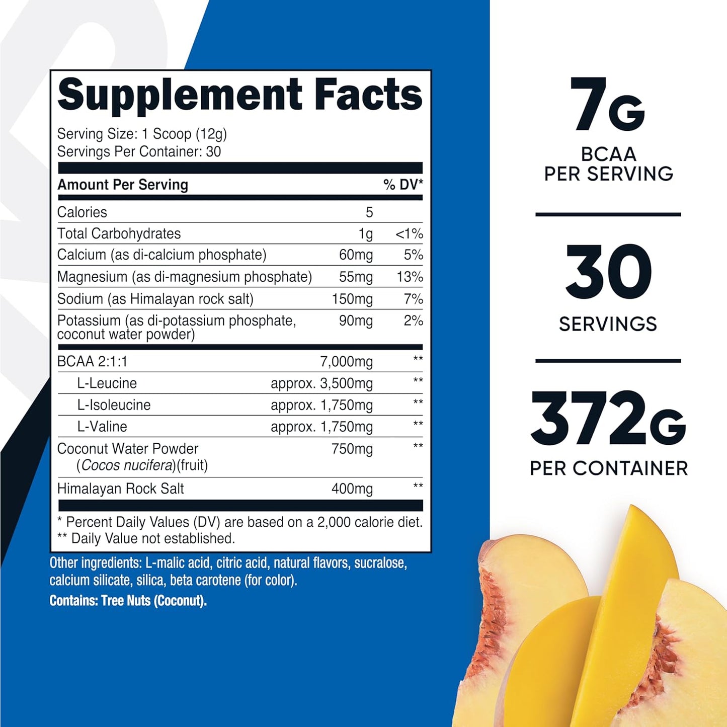 Nutricost Peach Mango BCAA Hydration Powder - 30 Servings, Gluten-Free, Non-GMO - Amino Acids Hydration Complex