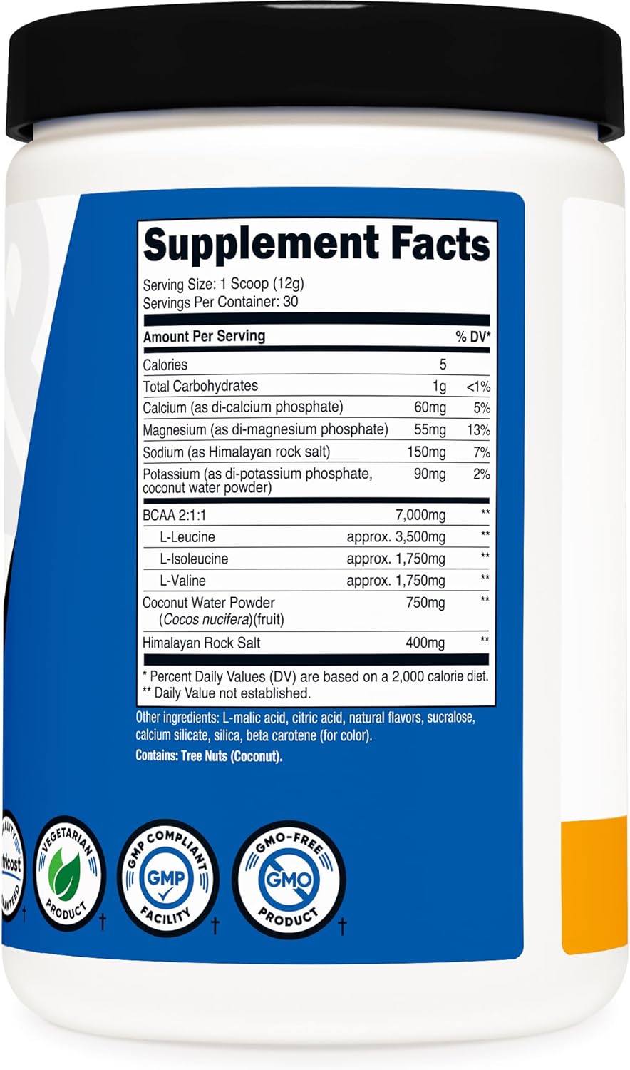 Nutricost Peach Mango BCAA Hydration Powder - 30 Servings, Gluten-Free, Non-GMO - Amino Acids Hydration Complex