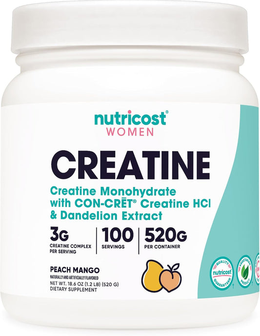 Nutricost Peach Mango Creatine Monohydrate Powder - Women's Micronized Supplement, 100 Servings, Vegetarian & Non-GMO