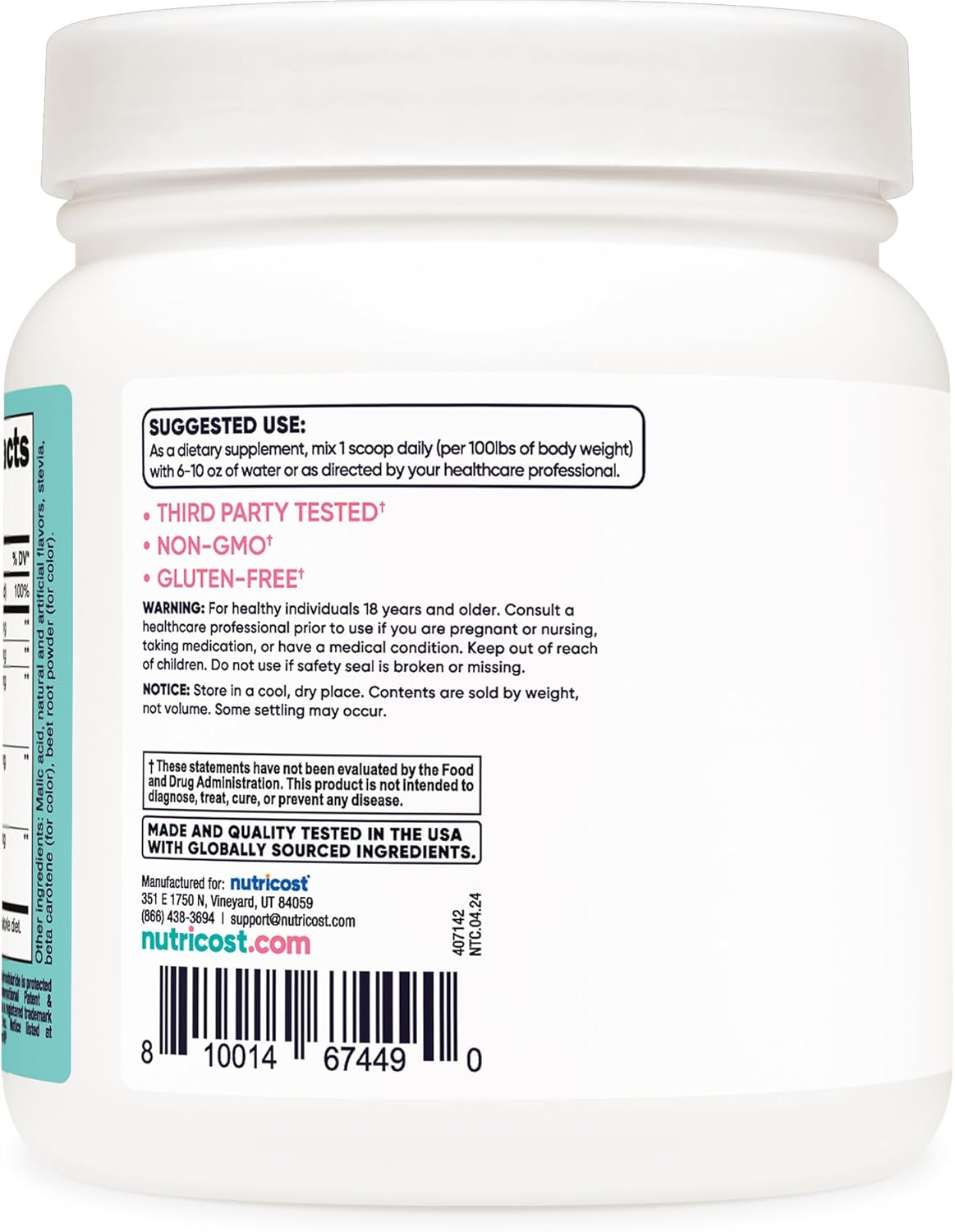 Nutricost Peach Mango Creatine Monohydrate Powder - Women's Micronized Supplement, 100 Servings, Vegetarian & Non-GMO