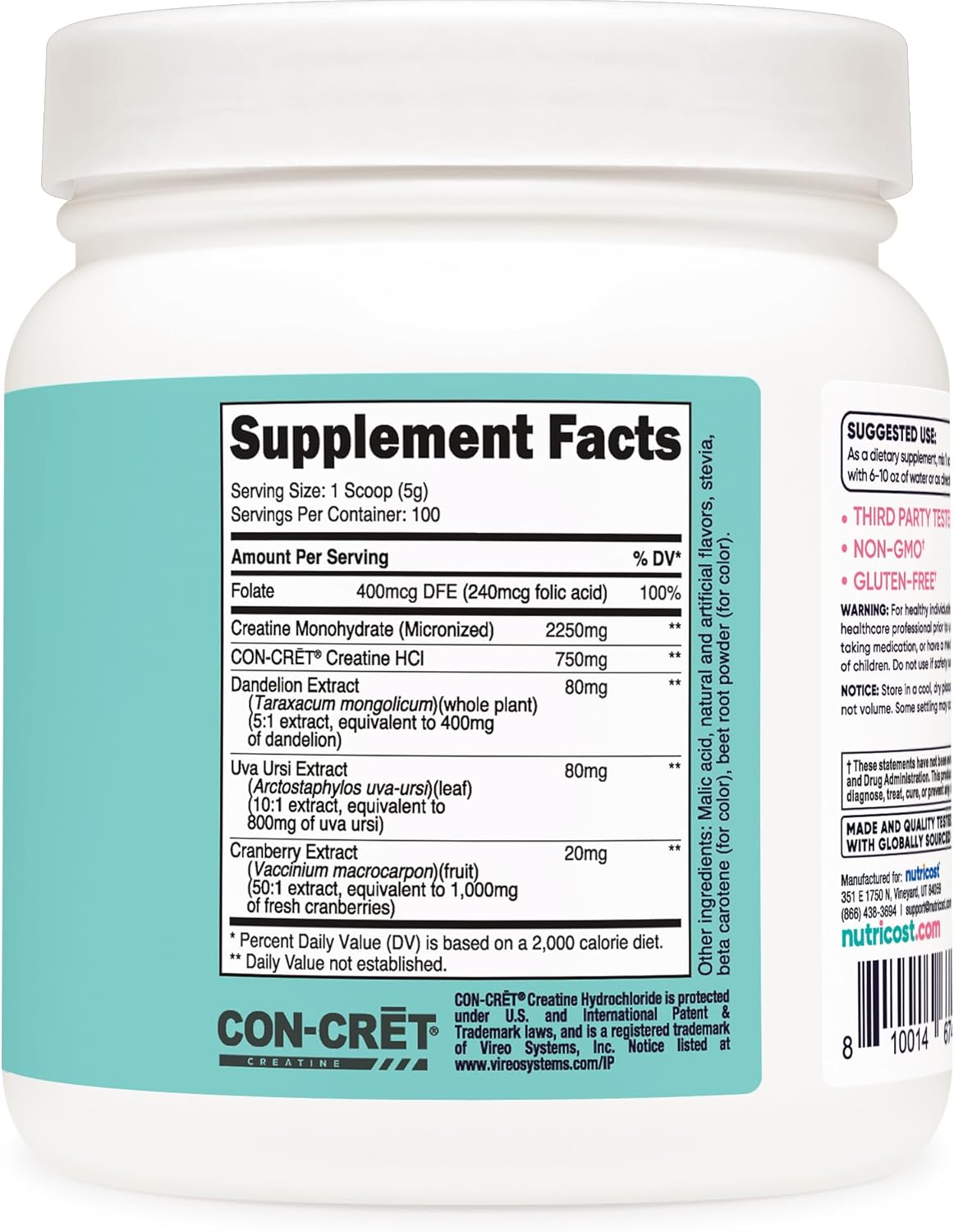 Nutricost Peach Mango Creatine Monohydrate Powder - Women's Micronized Supplement, 100 Servings, Vegetarian & Non-GMO
