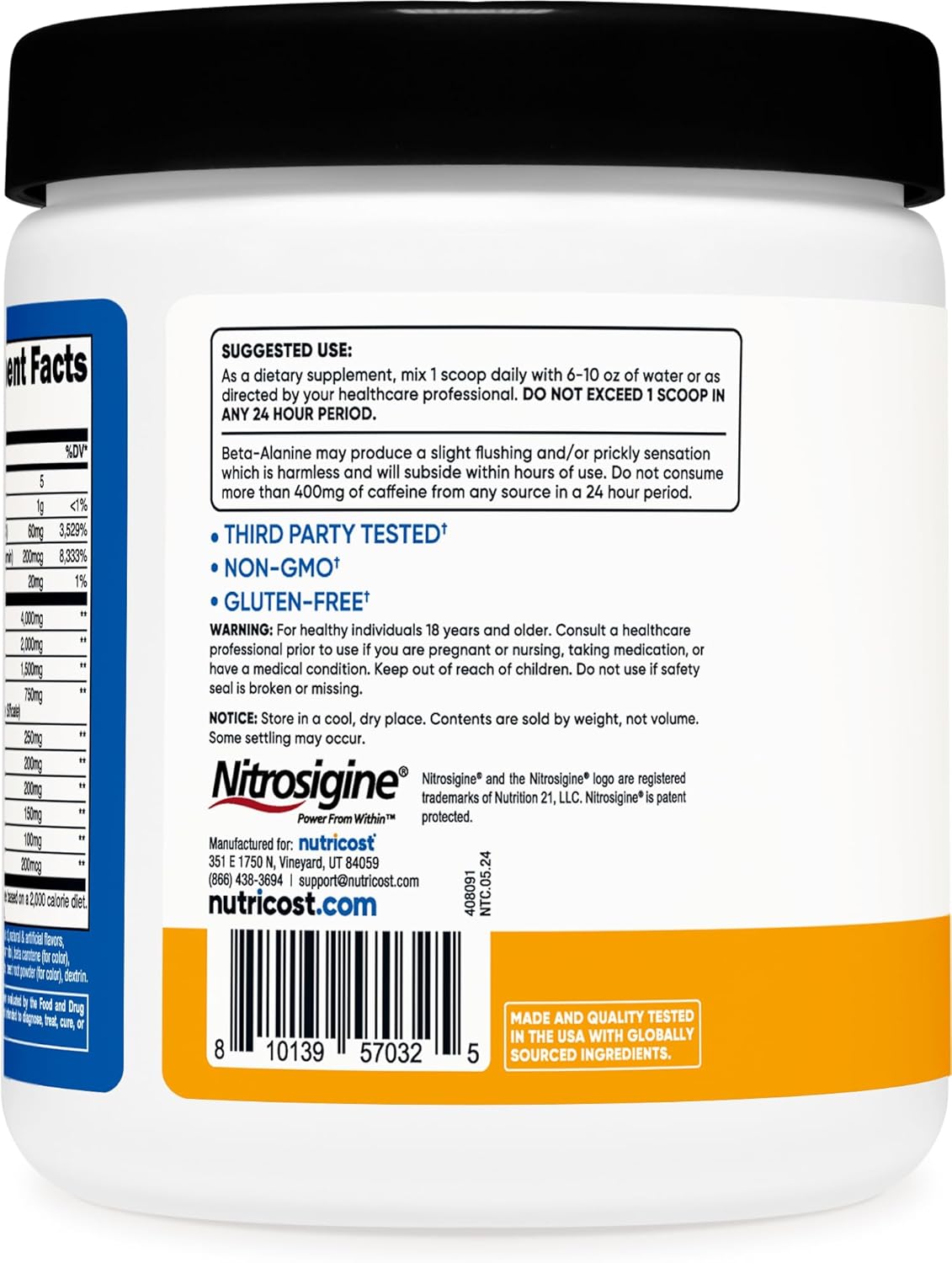 Nutricost Peach Mango Pre-Workout Powder - 30 Servings with Beta-Alanine, Taurine & Amino Acids