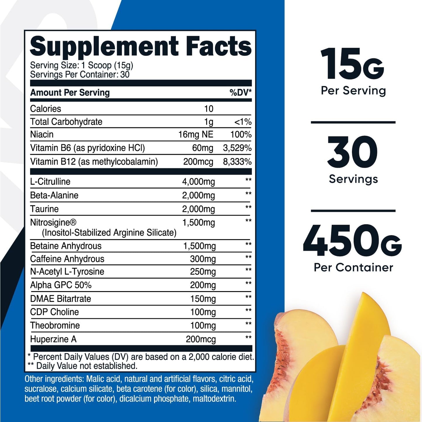 Nutricost Peach Mango Pre-X Xtreme Pre-Workout Powder - 30 Servings, Vegetarian, Non-GMO, Gluten Free