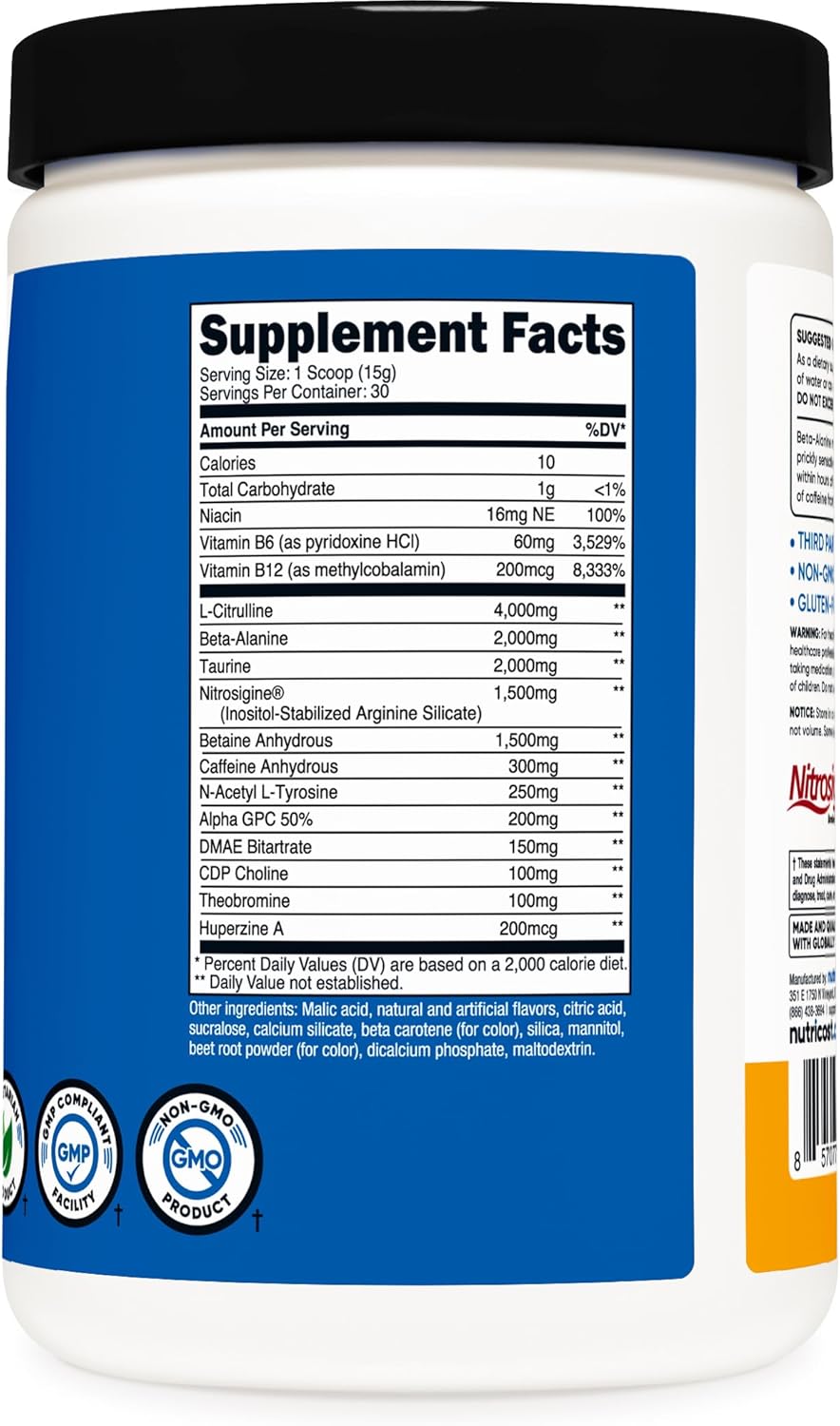 Nutricost Peach Mango Pre-X Xtreme Pre-Workout Powder - 30 Servings, Vegetarian, Non-GMO, Gluten Free