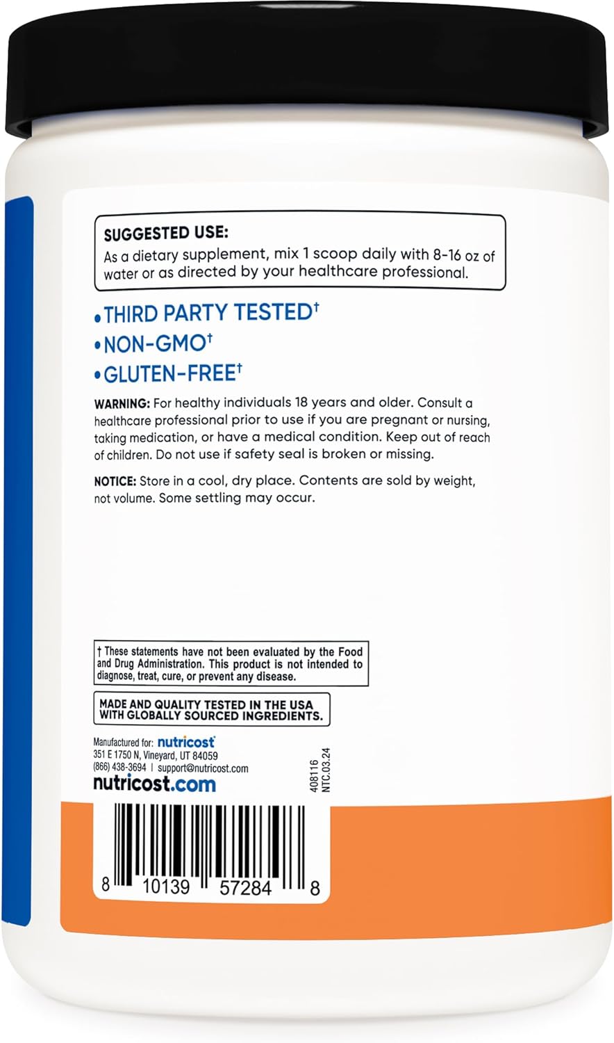 Nutricost Peach Rings BCAA Hydration Powder - 30 Servings, Gluten-Free & Non-GMO - Hydration Complex with Branched Chain Amino Acids