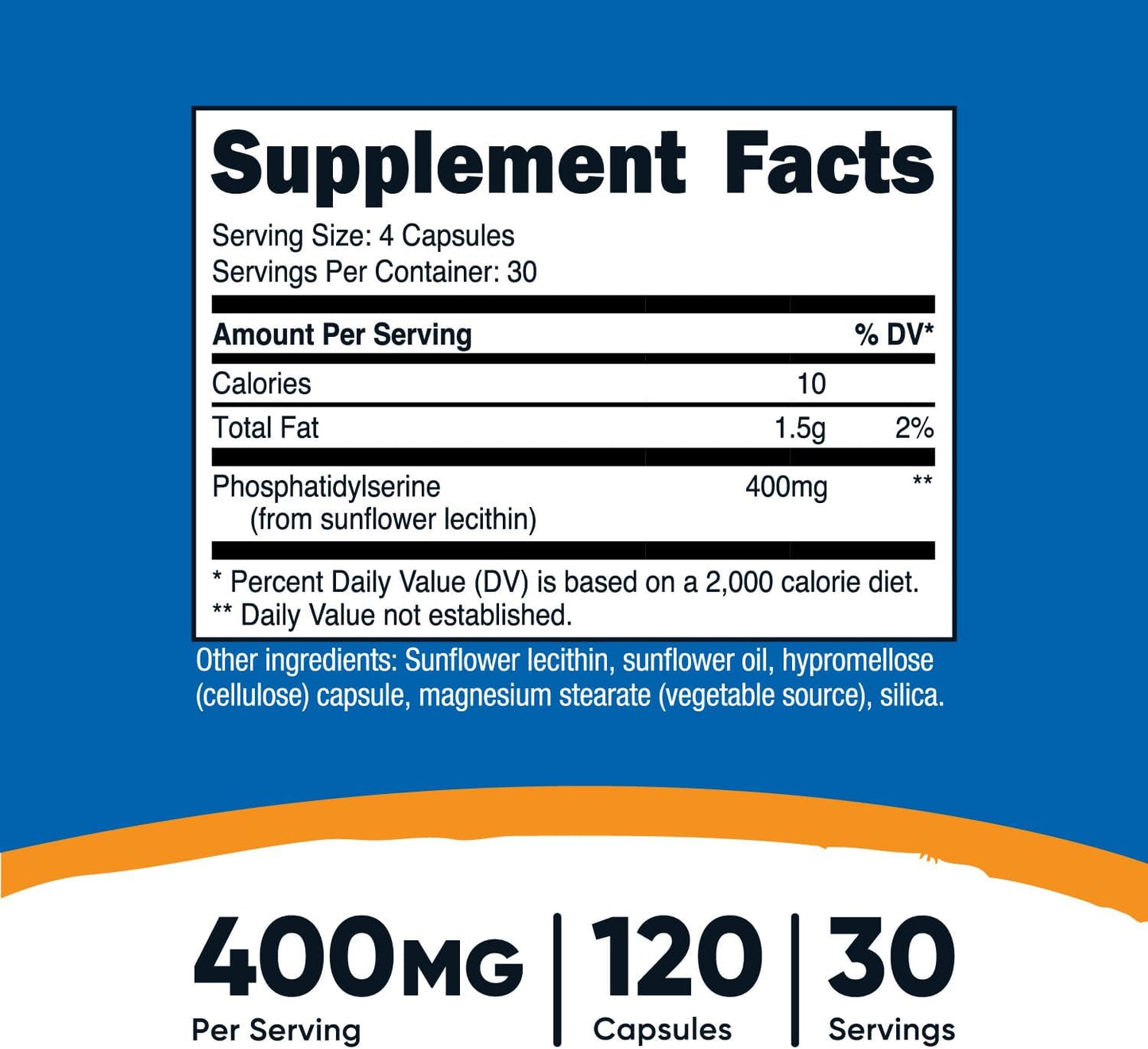 Nutricost Phosphatidylserine 400mg Capsules - Soy Free, 120 Count, Vegetarian, Non-GMO, Gluten Free