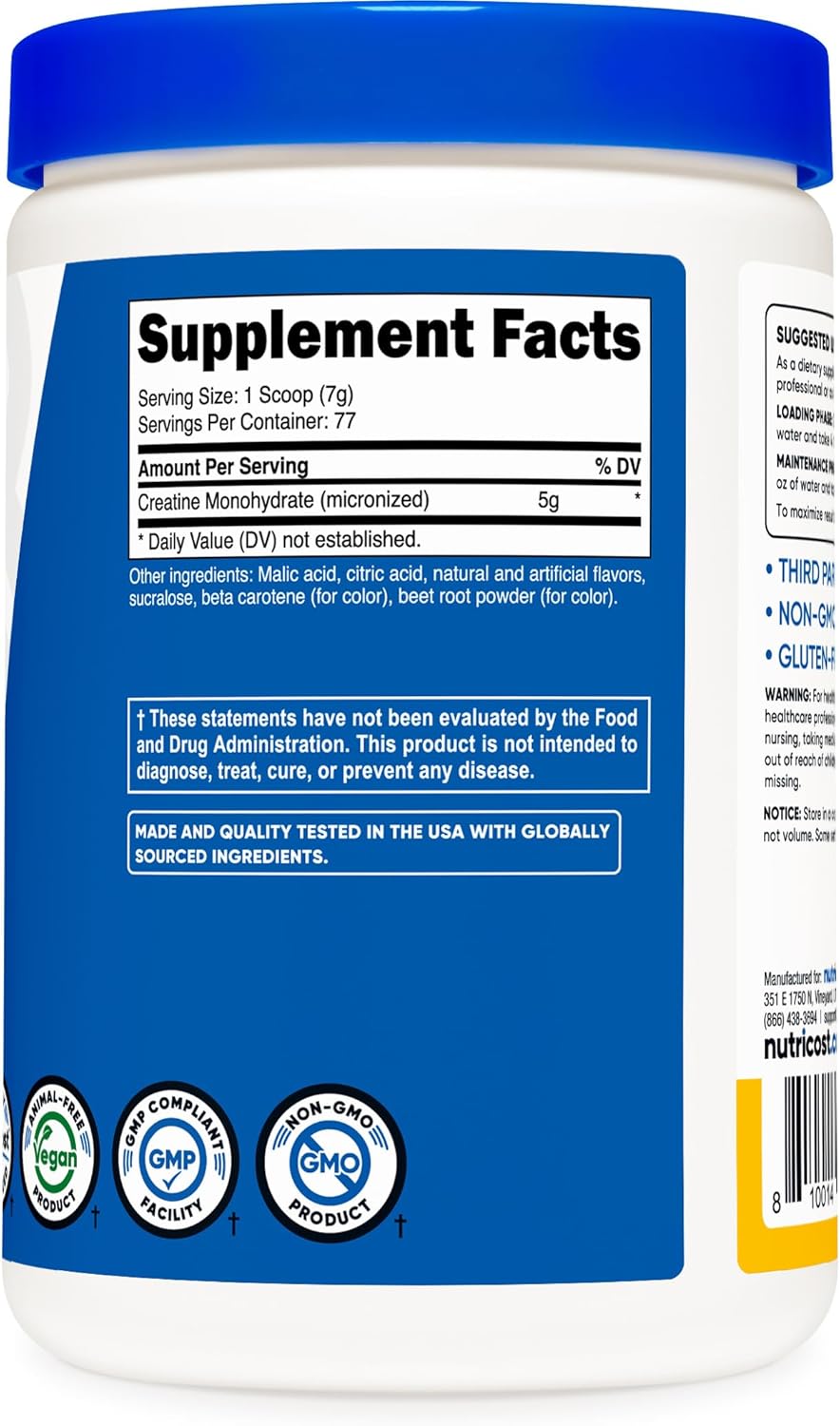 Nutricost Pineapple Mango Creatine Monohydrate Powder - 500g Micronized Supplement - Vegan, Non-GMO, Gluten-Free