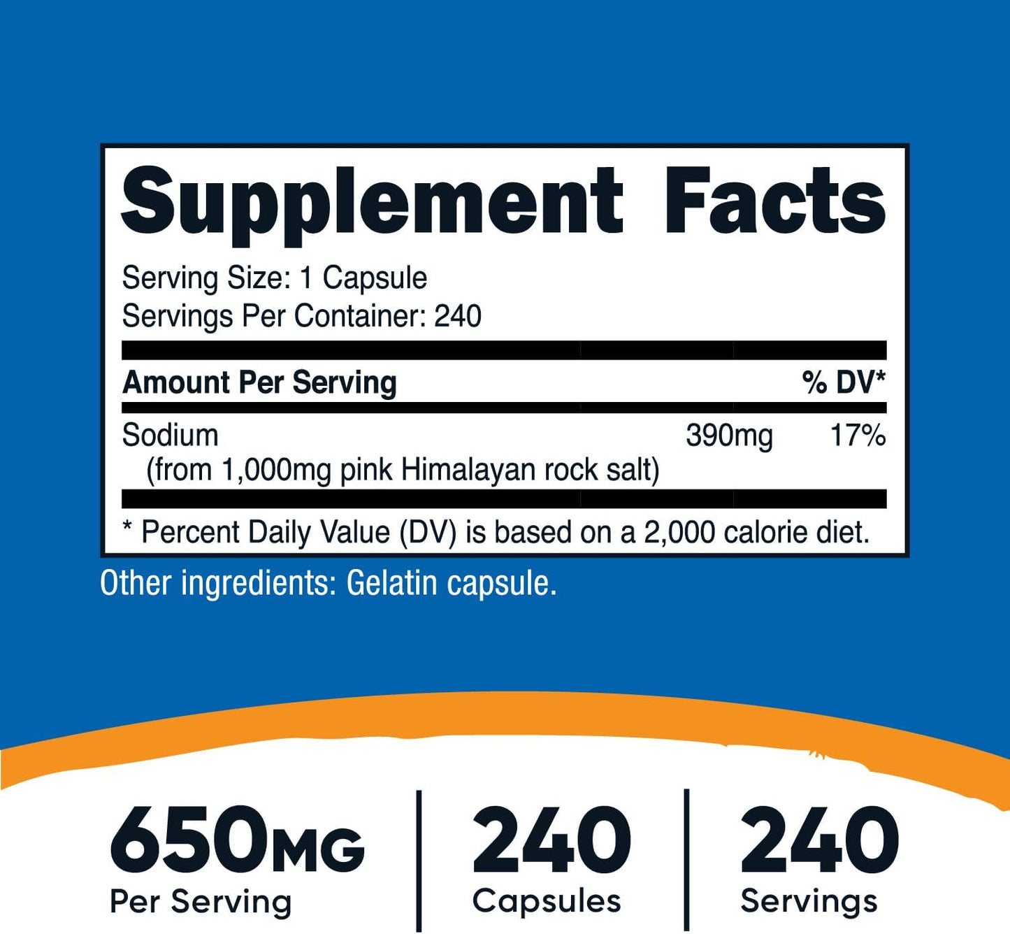 Nutricost Pink Himalayan Salt Capsules - 1000mg, 390mg Sodium, 240 Count - Non-GMO, Gluten-Free