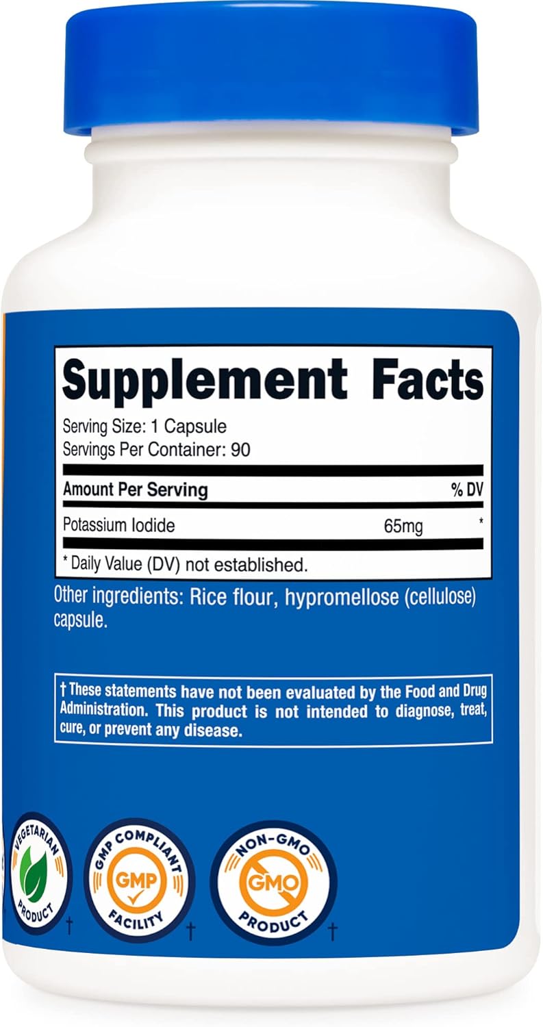 Nutricost Potassium Iodide Capsules - 90 Count, 65mg Per Serving, Vegetarian & Non-GMO