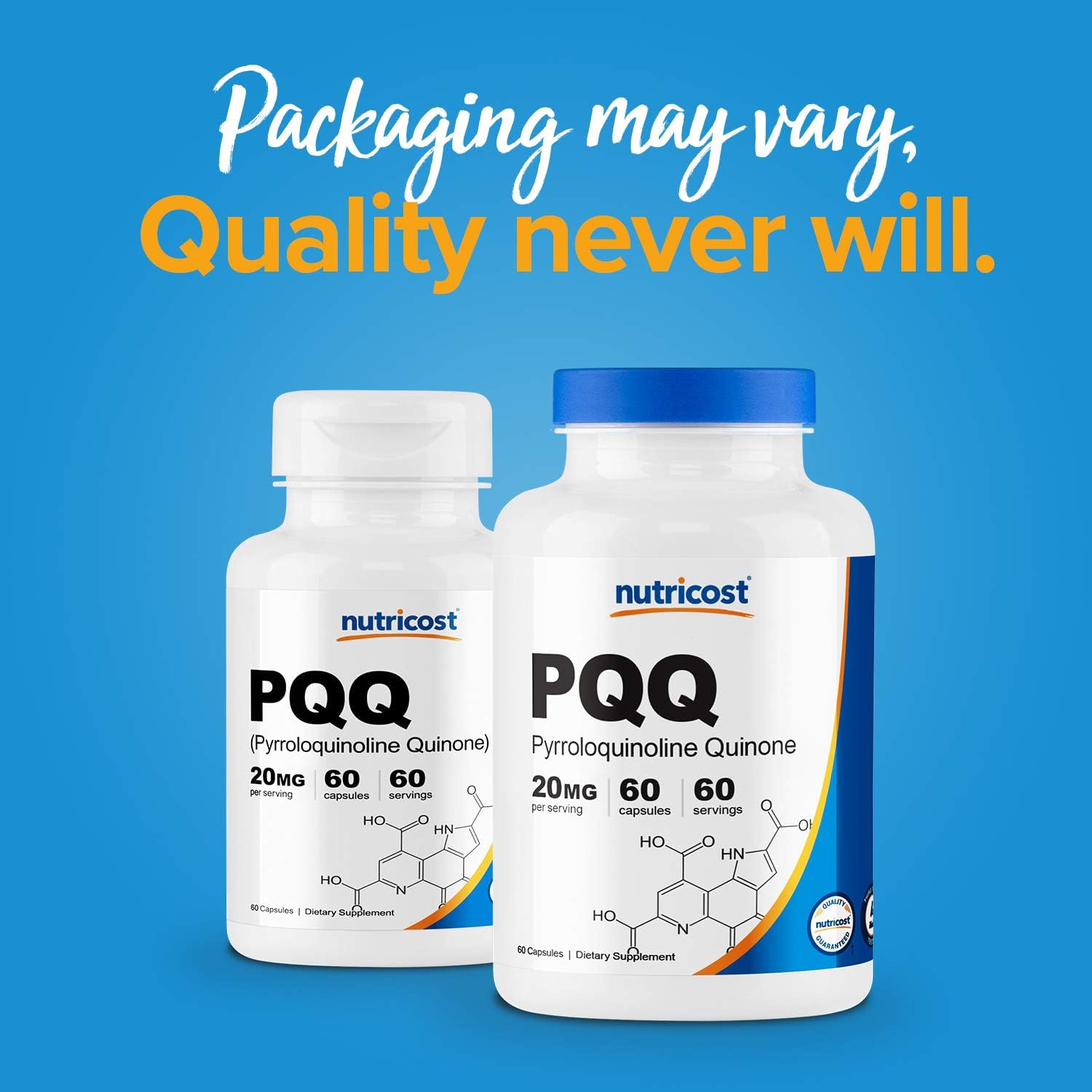 Nutricost PQQ (Pyrroloquinoline Quinone) 20mg Capsules - 120 Count, Non-GMO, Gluten Free, Vegetarian