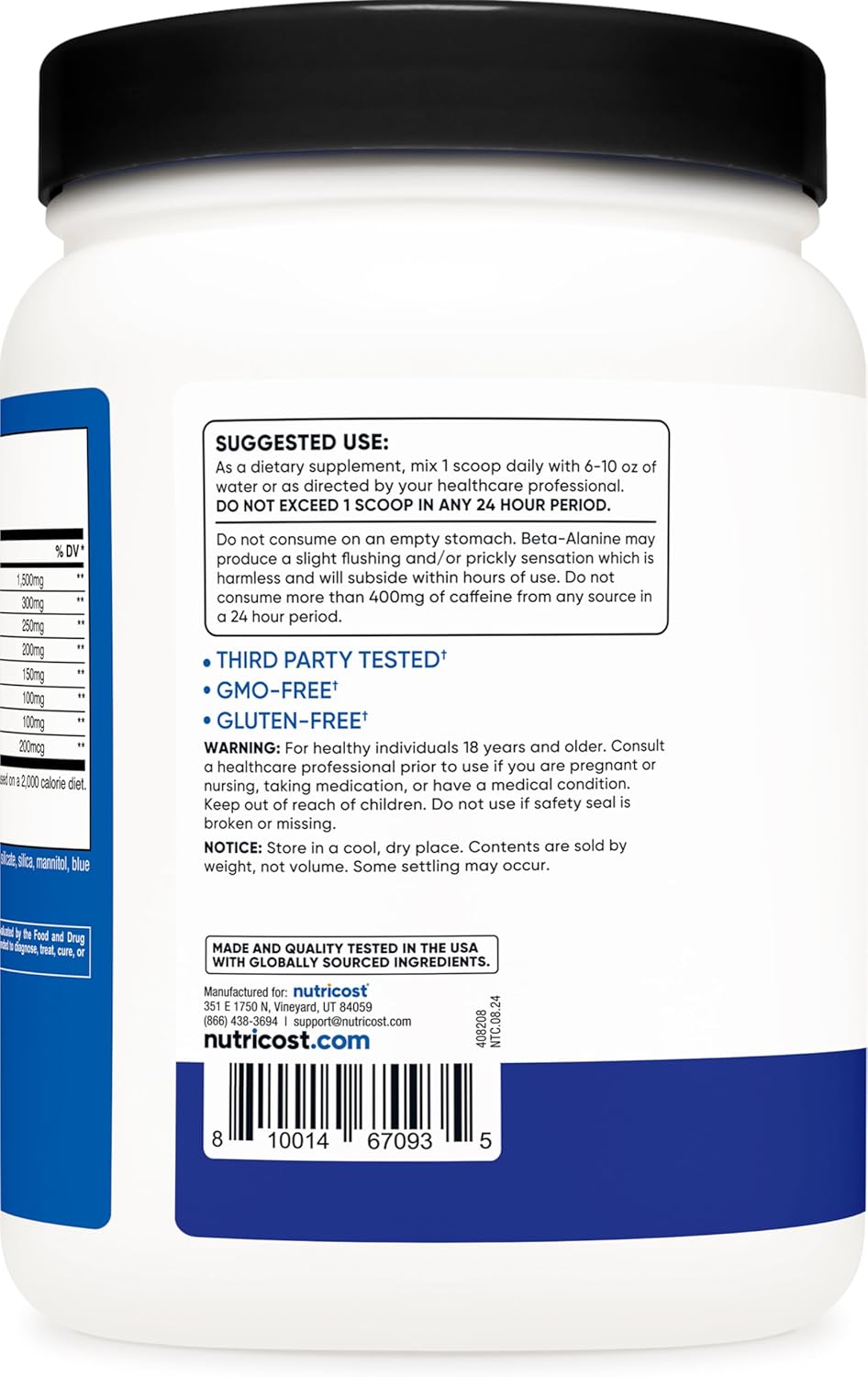 Nutricost Pre-X Xtreme Blue Raspberry Pre-Workout Powder - 60 Servings, Vegetarian, Non-GMO, Gluten Free