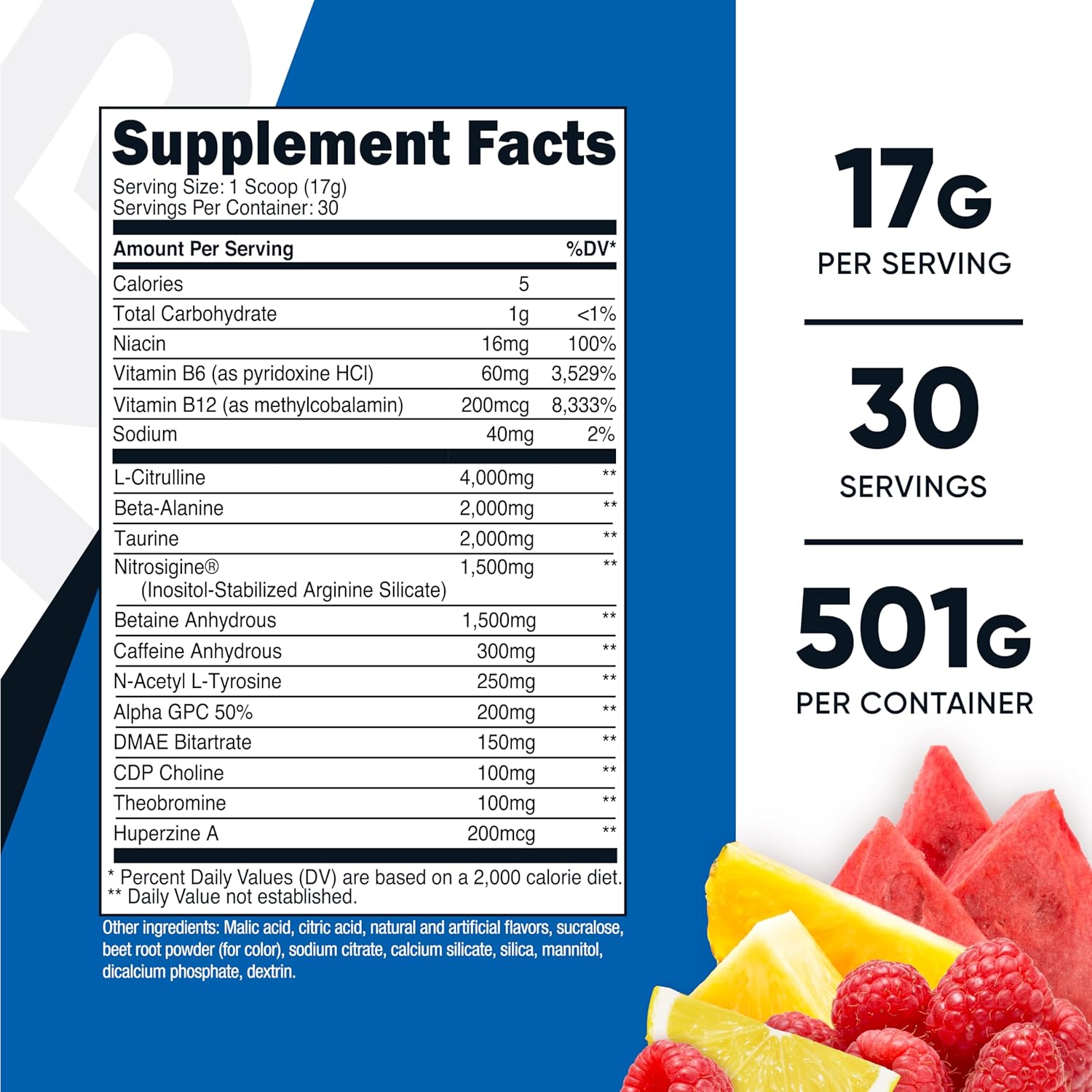 Nutricost Pre-X Xtreme Fruit Punch Pre-Workout Powder - 30 Servings, Vegetarian, Non-GMO, Gluten Free
