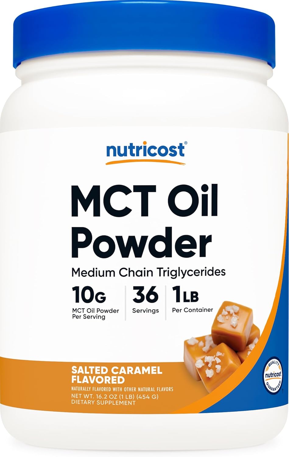 Nutricost Premium MCT Oil Powder (1 LB) - Salted Carmel Flavor - Ideal for Keto, Ketosis, and Ketogenic Diets - Non-GMO and Gluten Free
