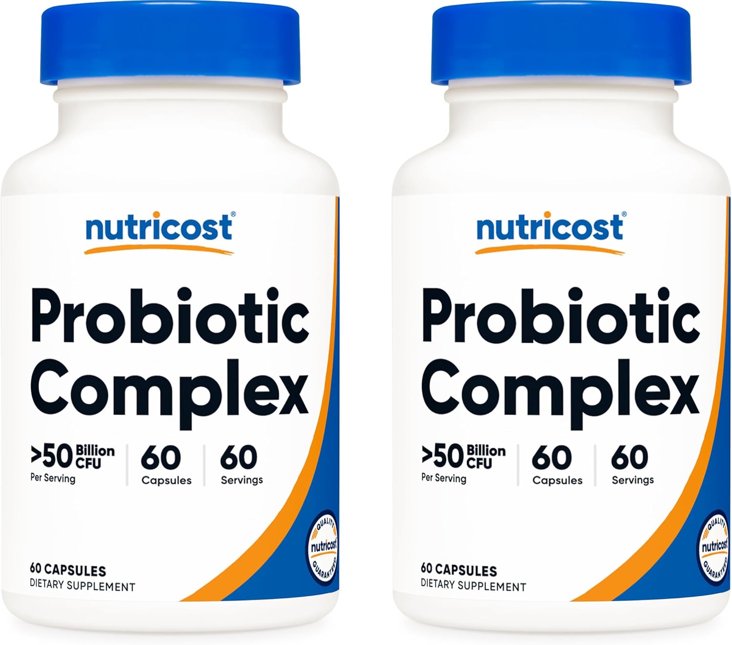 Nutricost Probiotic Complex - 50 Billion CFU, 60 Veggie Capsules (2 Bottles) - Non-GMO, Gluten Free Formula for Men and Women