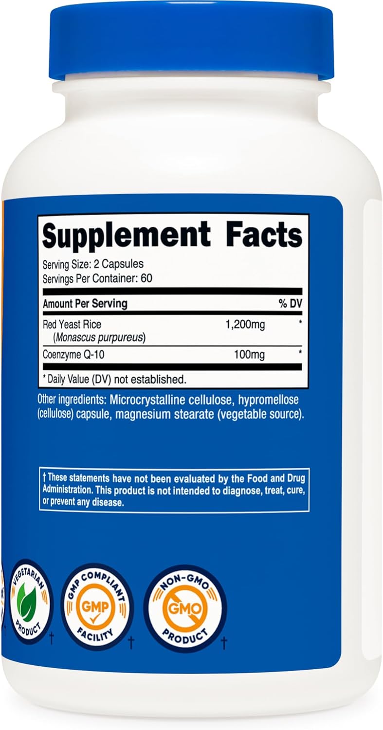 Nutricost Red Yeast Rice with CoQ10 1300mg - 120 Capsules, 60 Servings - Non-GMO, Gluten Free Formula