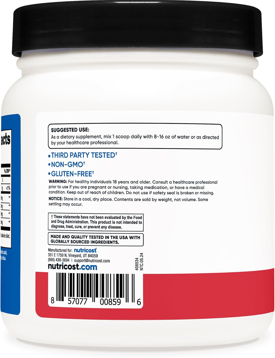 Nutricost Strawberry Kiwi BCAA Powder - 60 Servings, Optimal 2:1:1 Ratio