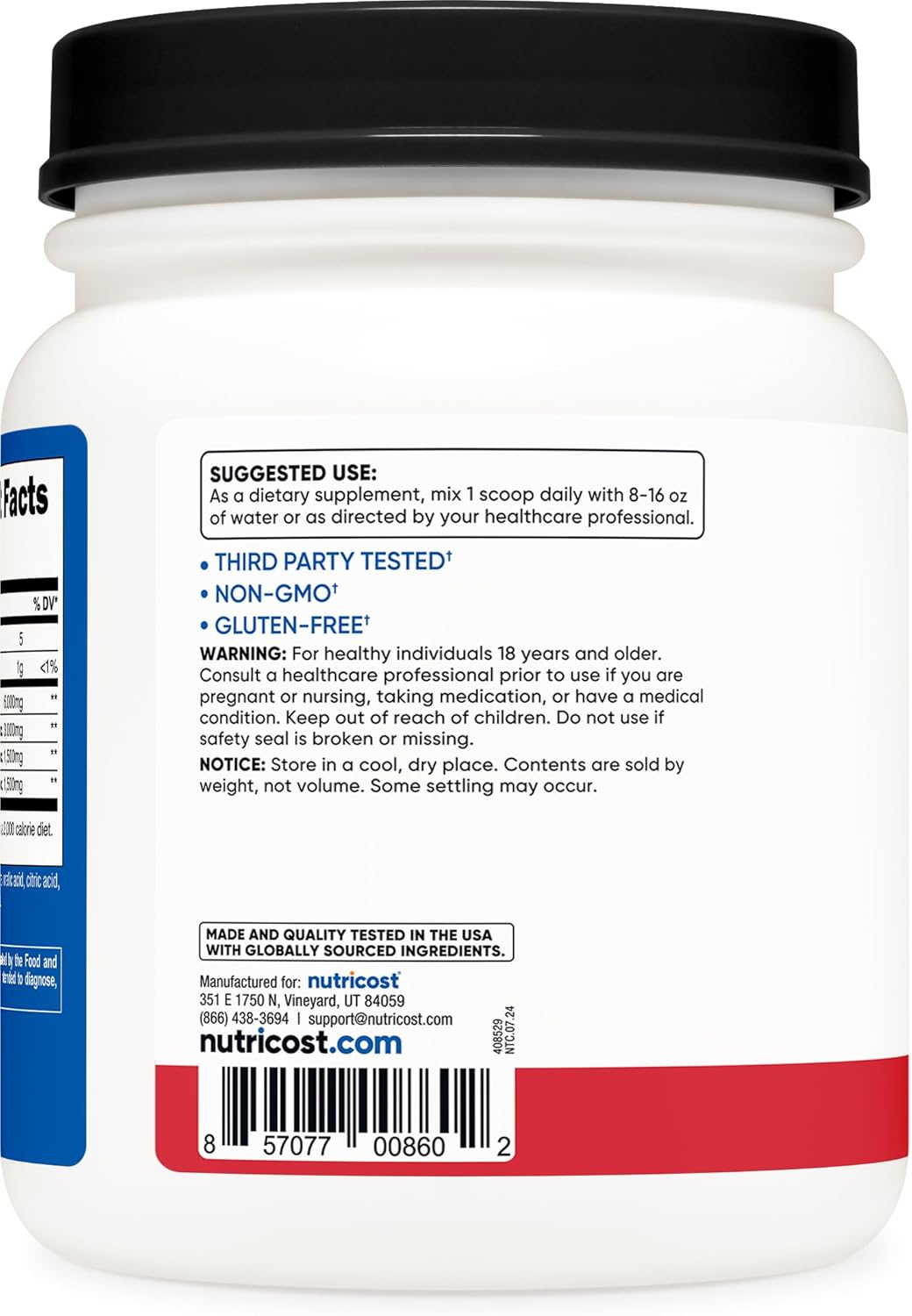 Nutricost Strawberry Kiwi BCAA Powder - 90 Servings, Optimal 2:1:1 Ratio for Muscle Recovery and Growth