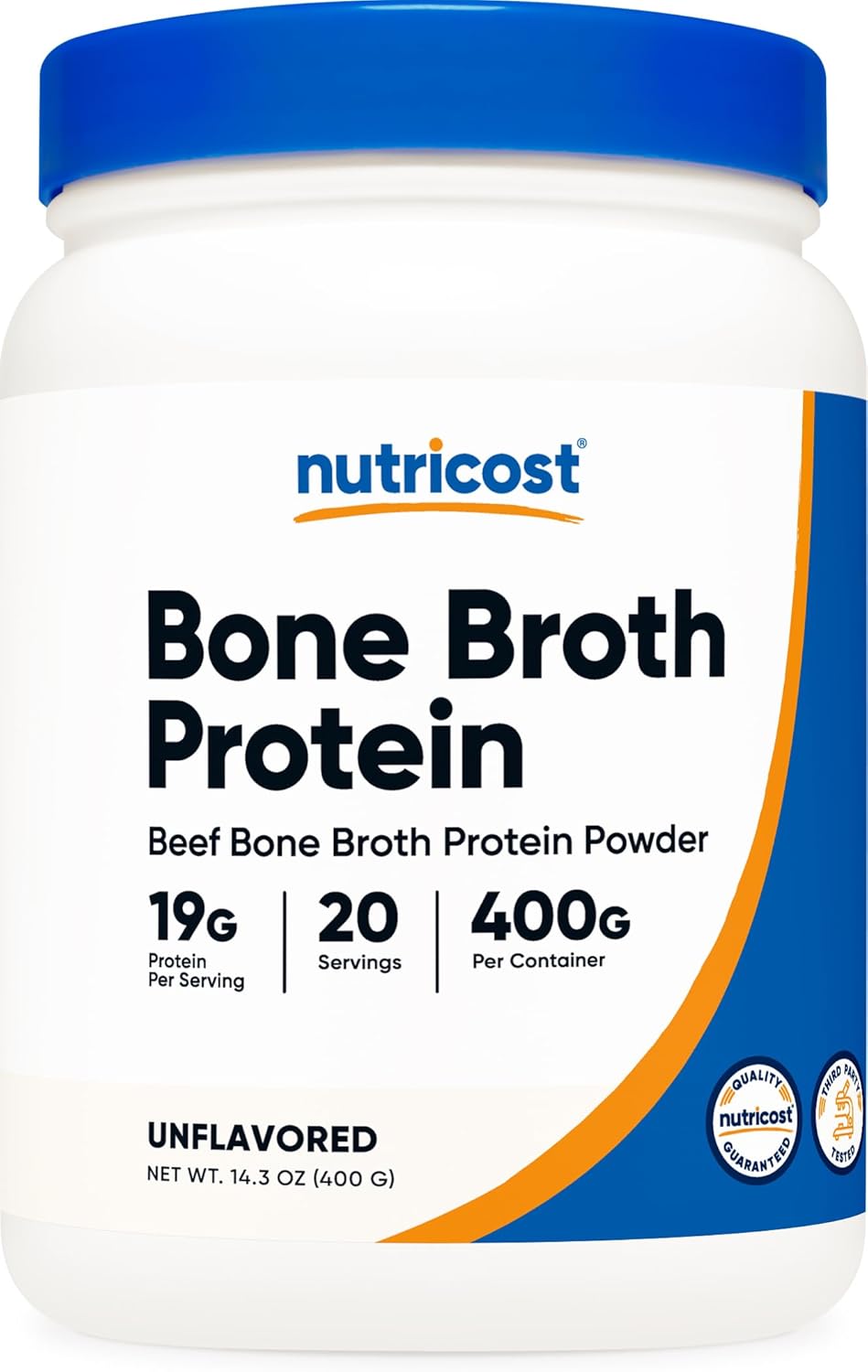 Nutricost Unflavored Beef Bone Broth Protein Powder - 20 Servings, Gluten-Free, GMO-Free
