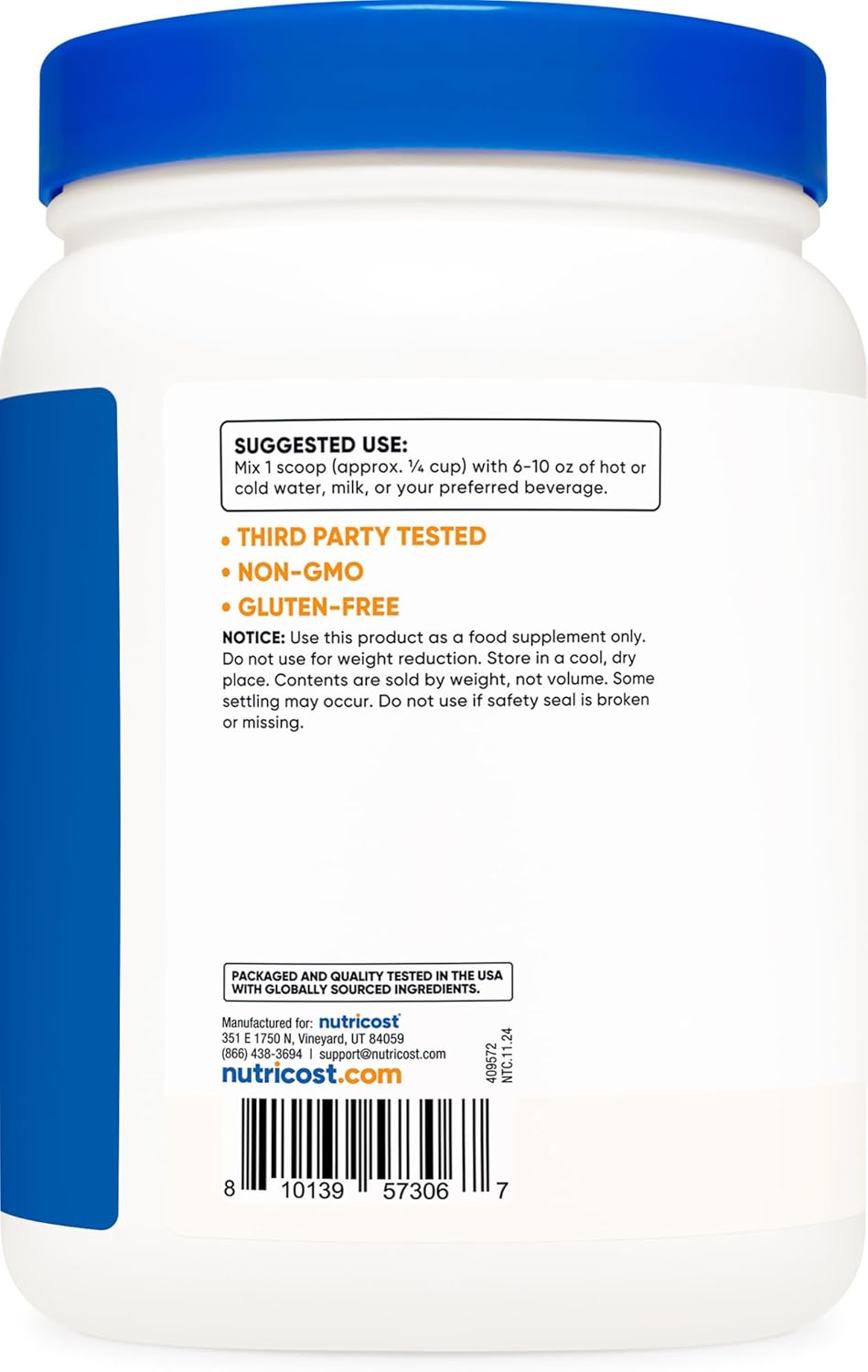 Nutricost Unflavored Beef Bone Broth Protein Powder - 20 Servings, Gluten-Free, GMO-Free