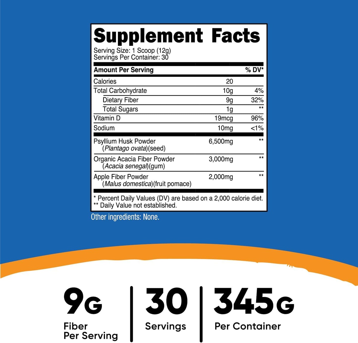 Nutricost Unflavored Soluble Fiber Powder - 30 Servings, Vegan, Non-GMO, Gluten Free