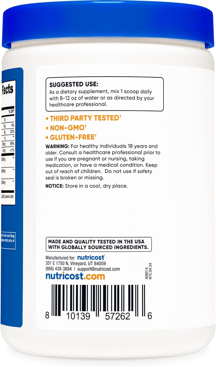 Nutricost Unflavored Soluble Fiber Powder - 30 Servings, Vegan, Non-GMO, Gluten Free