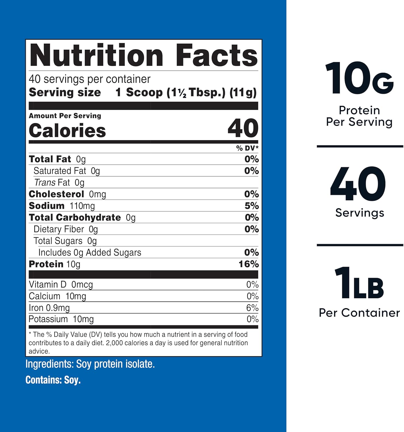 Nutricost Unflavored Soy Protein Isolate Powder - 1 LB, 10g Protein Per Serving, Vegan, GMO-Free, Gluten-Free