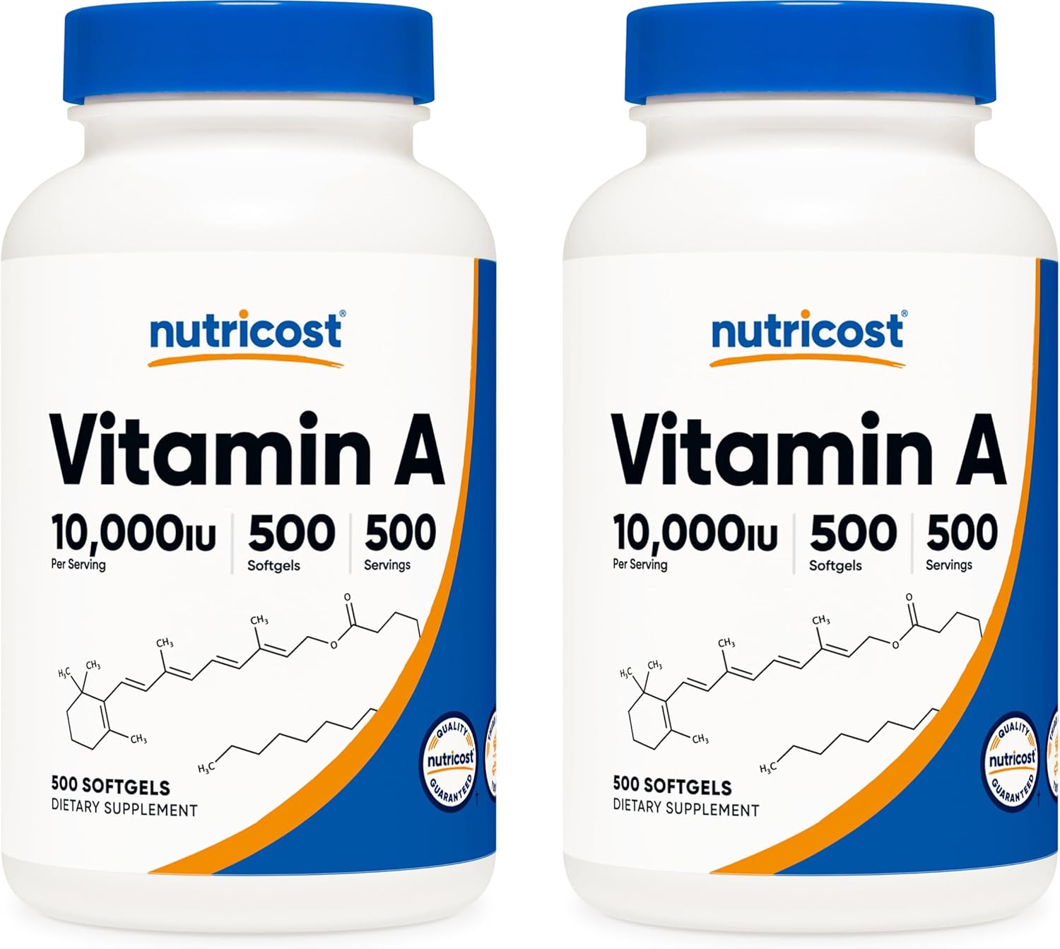 Nutricost Vitamin A 10,000 IU Softgels - 500 Count (2 Bottles) for Immune Support and Eye Health