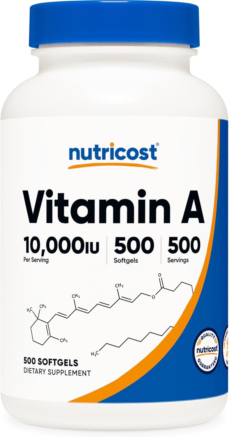Nutricost Vitamin A 10,000 IU Softgels - 500 Count (2 Bottles) for Immune Support and Eye Health