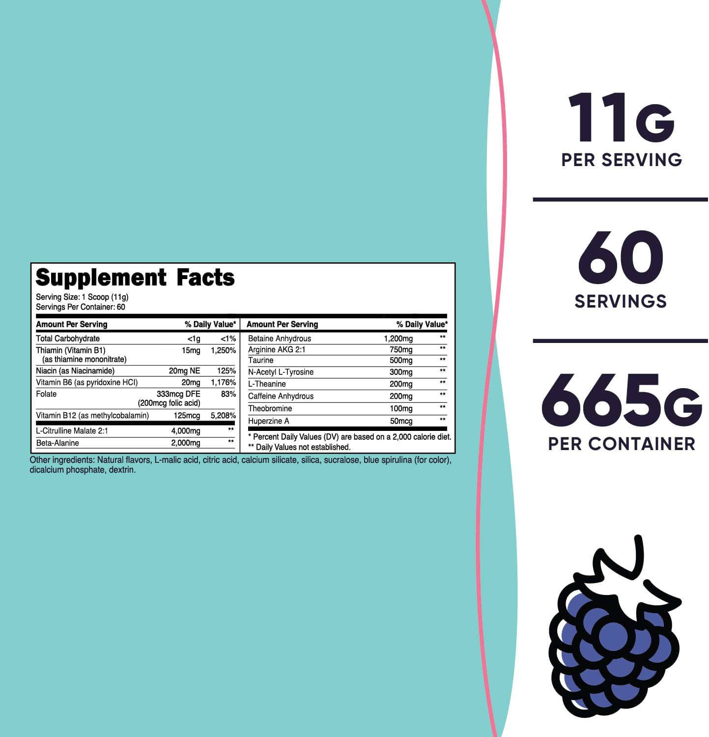 Nutricost Women's Blue Raspberry Pre-Workout Powder - 60 Servings