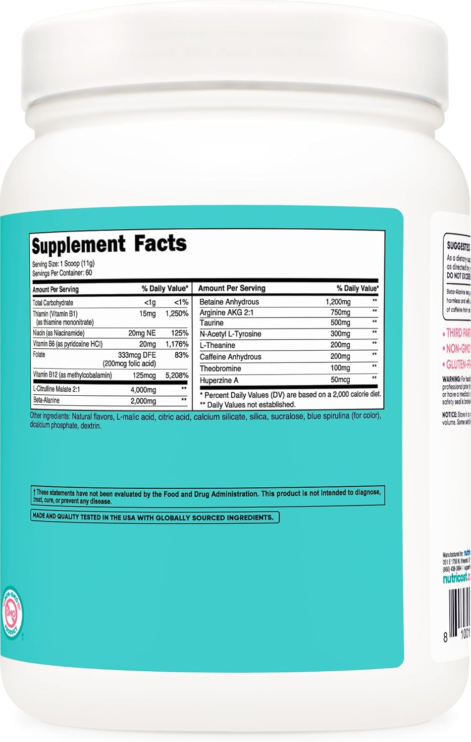 Nutricost Women's Blue Raspberry Pre-Workout Powder - 60 Servings