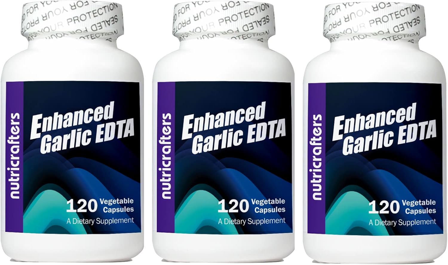 NutriCrafters Enhanced Garlic and EDTA Bundle - 120 Capsules x 3 + Protect Minerals 180 Capsules