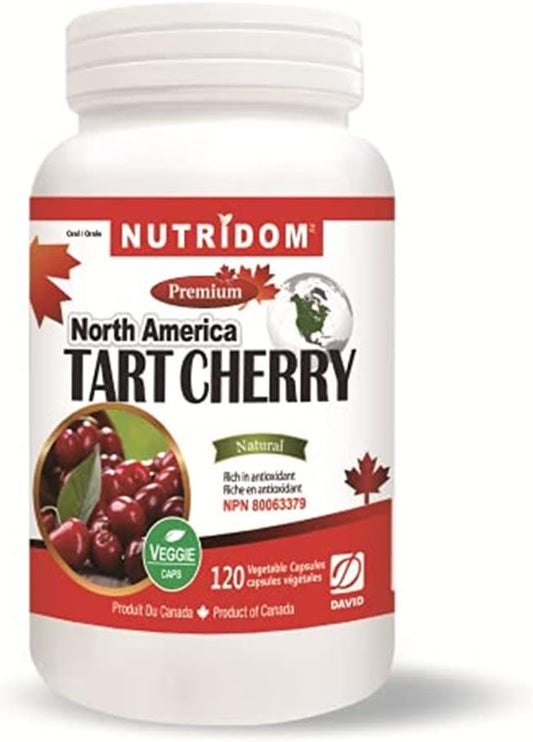 Nutridom North-American Tart Cherry Capsules - 500mg, 120 Count - Natural & Non-GMO Supplement